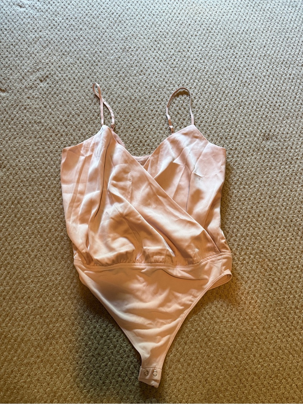 Express Blush Pink Satin Bodysuit - Size Small
